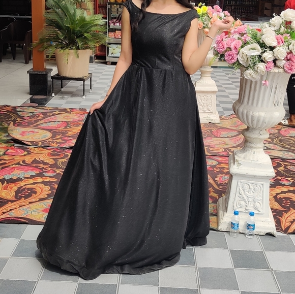black shimmer gown